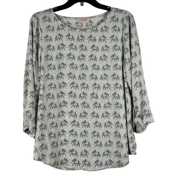 Pixley Elephant Polka Dot 3/4 Sleeve Blouse Medium - Picture 1 of 11